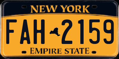 NY license plate FAH2159