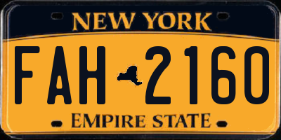 NY license plate FAH2160