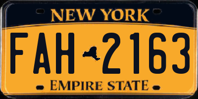 NY license plate FAH2163