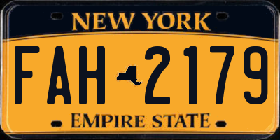 NY license plate FAH2179