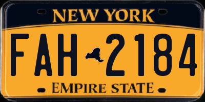 NY license plate FAH2184