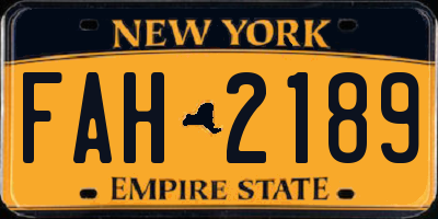 NY license plate FAH2189