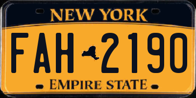 NY license plate FAH2190