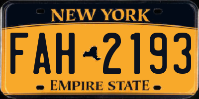 NY license plate FAH2193