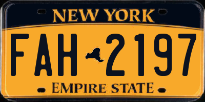 NY license plate FAH2197