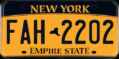 NY license plate FAH2202