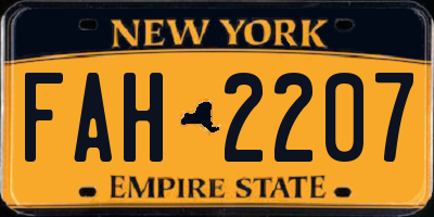 NY license plate FAH2207