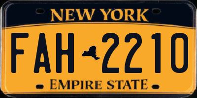 NY license plate FAH2210