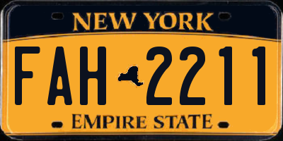 NY license plate FAH2211