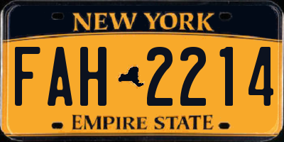 NY license plate FAH2214