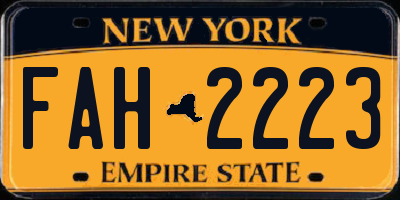 NY license plate FAH2223