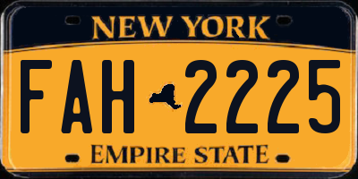 NY license plate FAH2225