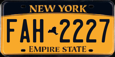 NY license plate FAH2227