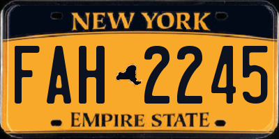 NY license plate FAH2245