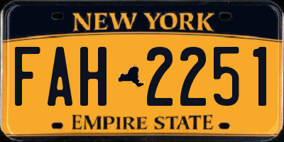 NY license plate FAH2251