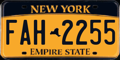 NY license plate FAH2255