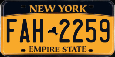 NY license plate FAH2259