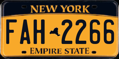 NY license plate FAH2266