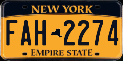 NY license plate FAH2274