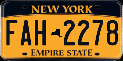 NY license plate FAH2278
