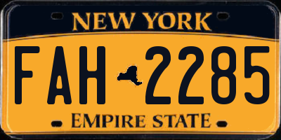 NY license plate FAH2285