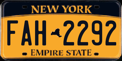 NY license plate FAH2292