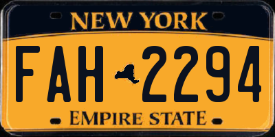 NY license plate FAH2294