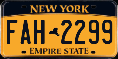 NY license plate FAH2299