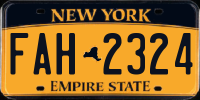 NY license plate FAH2324