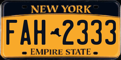 NY license plate FAH2333