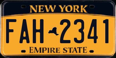 NY license plate FAH2341