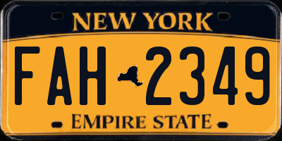 NY license plate FAH2349