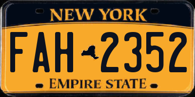 NY license plate FAH2352