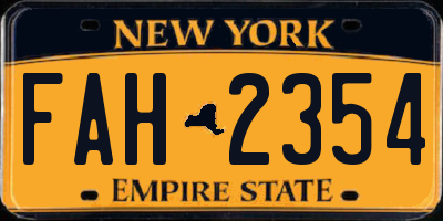 NY license plate FAH2354