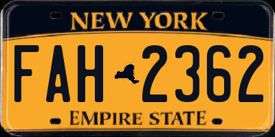 NY license plate FAH2362