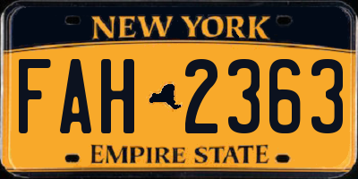 NY license plate FAH2363