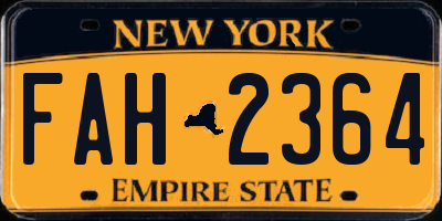 NY license plate FAH2364