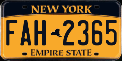 NY license plate FAH2365