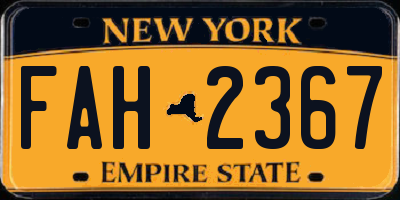 NY license plate FAH2367