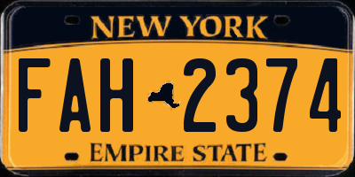 NY license plate FAH2374