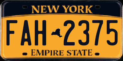 NY license plate FAH2375