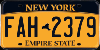 NY license plate FAH2379