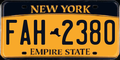 NY license plate FAH2380