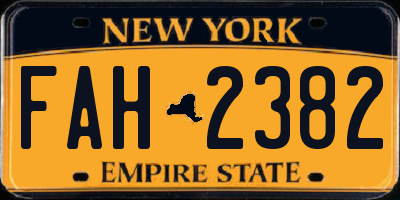 NY license plate FAH2382