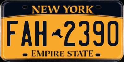 NY license plate FAH2390