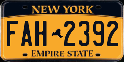 NY license plate FAH2392