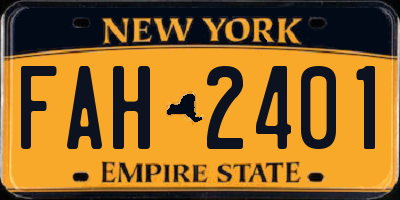 NY license plate FAH2401
