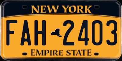 NY license plate FAH2403