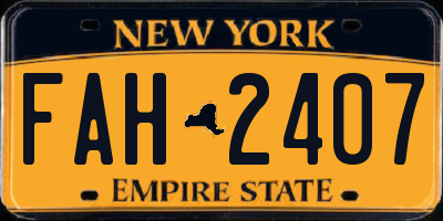 NY license plate FAH2407