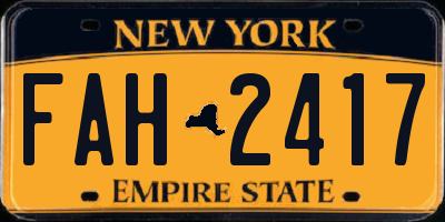 NY license plate FAH2417